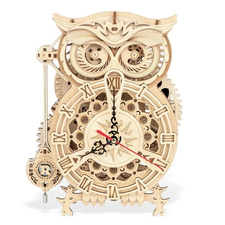 161-Piece Owl Mechanical Wooden Model Clock Kit