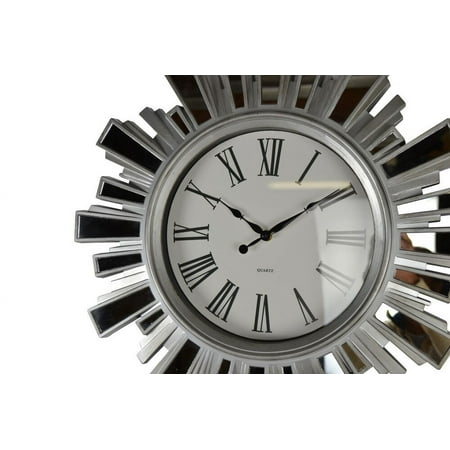 19.5 Inch Silver and Mirror Starburst Wall Clocks battery operated