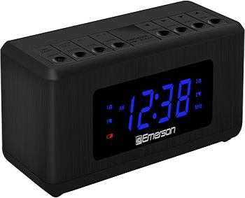 Emerson CKS2023AM/FM Dual Alarm Clock Radio with 0.6 Blue LED Display, 4-level dimmer, and wake to Radio/Buzzer Alarm, Black