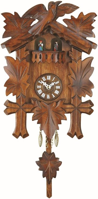 Kuckulino Black Forest Clock with Quartz Movement and Cuckoo Chime, Turning Dancers, Height 9 inch TU 2018 PQ