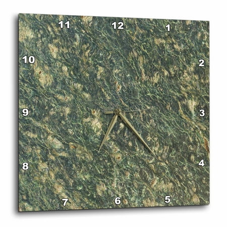 3dRose Antique Green and Ivory Marble print - Wall Clock, 10 by 10-inch