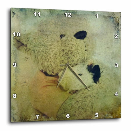 3dRose Teddy Bear Hugs a Guinea Pig - Wall Clock, 10 by 10-inch