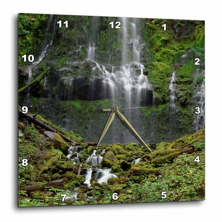 3dRose USA, Oregon, Cascade Range Proxy Falls Scenic - Wall Clock, 10 by 10-inch