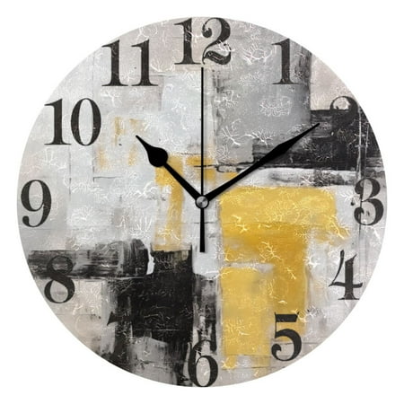 Abstract Oil Canvas Painting Wall Clock 9.8 inch Battery Operated Clocks Non-Ticking Silent for Bedroom Office Kitchen Living Room