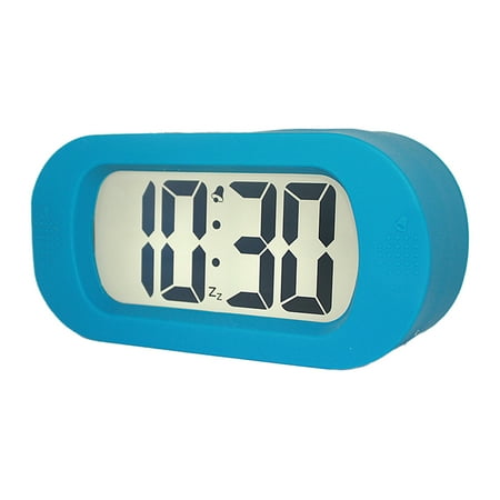 Alarm Clock For Bedrooms, Led Digital Clock Battery Operated Small Wall Clock,Snooze,12/24Hr For Desk, Bedside,Table, Travel - Blue