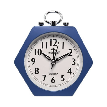 Alarm Hexagon Desk Table Clock Wake You Up Silent Working Perfect For Bedroom Office --- Blue