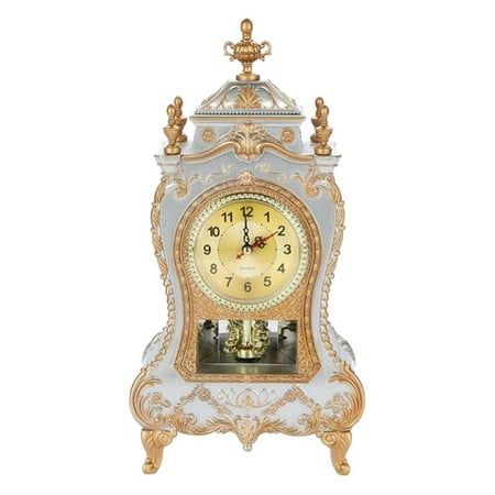 Antique Table Clock Musical Time Bell Retro Decor Digital Vintage Shelf Sculpture Fireplace Decor Teen Room Decor Vintage Desk Baroque Clock Decorations European Style