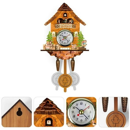 Antique Wooden Cuckoo Clock with Auto Swing Bell Pendulum - Home Decor Wall Clock