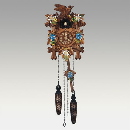 Anton Schneider 9 Inch Quartz Handpainted Flowers Black Forest German Cuckoo Clock