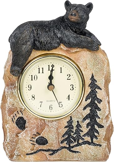 Bear Lying on a Rock Resin Decorative Tabletop Clock