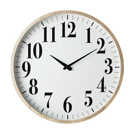 Better Homes & Gardens 20 Light Wood Finish Analog Wall Clock, Light Sand