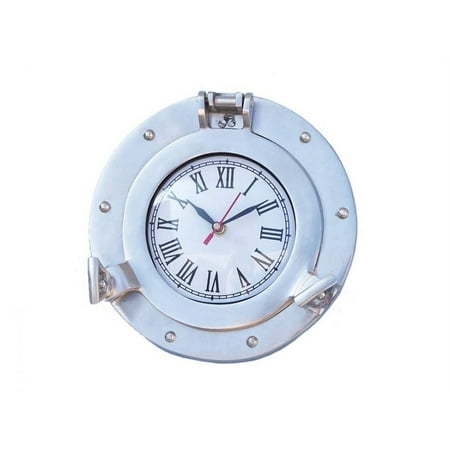 Brushed Nickel Deluxe Class Decorative Ship Porthole Clock 8