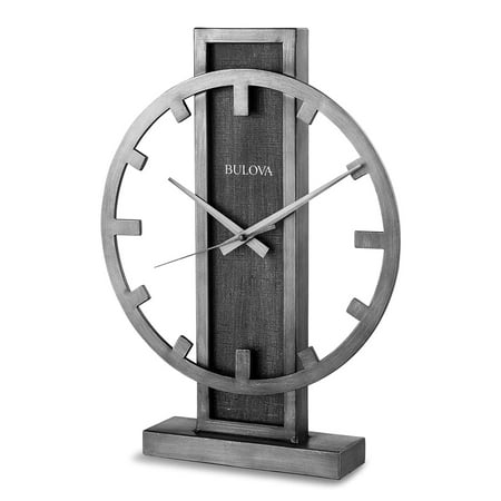 Bulova B1864 Silver Streak Contemporary Metal Silent Open Tabletop Clock