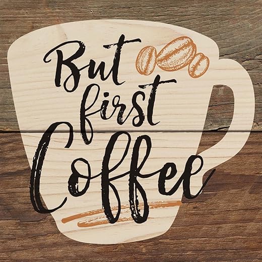 But First Coffee Cup Beans Script Wood Magnet