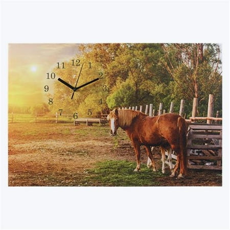 Canvas LED Light Up Canvas Wall Clock with Horse Scene