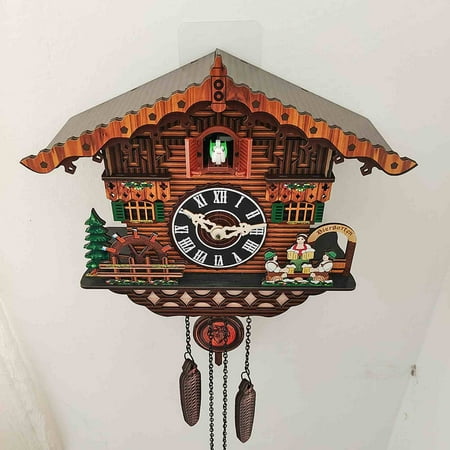 Chiccall Cuckoo Clock Traditional Chalet Forest House Clock Handcrafted Wooden Wall P-endulum Quartz Clock Home Decor Gifts for Women Men,on Clearance