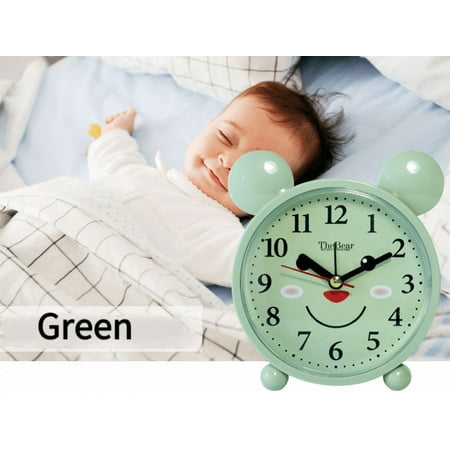 Children's Alarm Clock, Cartoon Alarm Clock Little Bear Alarm Clock , Student Children's Home Decoration Desktop Clock(Green With Pattern)