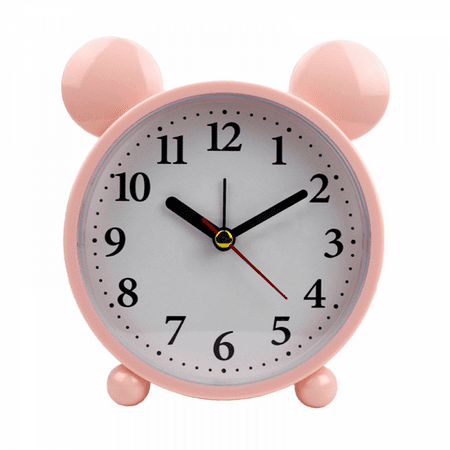 Children's Alarm Clock, Cartoon Alarm Clock Little Bear Alarm Clock , Student Children's Home Decoration Desktop Clock(Pink Without Pattern)