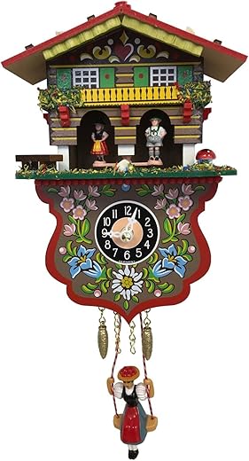 Children's Joy Battery-Operated Wooden Wall Cuckoo Clock, Weather Indication German Cuckoo Clock, Wall Decor, Home Decor, Humidity Indication, Rustic Design 7.5 x 5.2 x 2.75