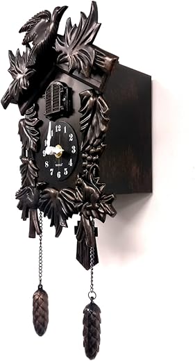 Chiming Classic Black Cuckoo Wall Clock Hanging Bird Clock Home Decor Christmas Clock Gifts