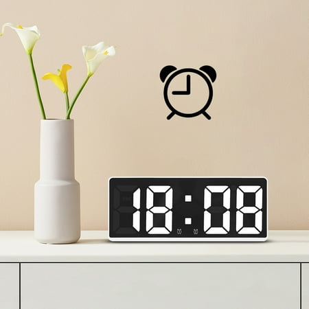 Clearance！Smart Home Smart Appliances Digital Alarm Clock Simples LED Large Digital Display Fashion Alarm Clock Fully Functional Desktop Bedside Study Kitchen Clock White Frame