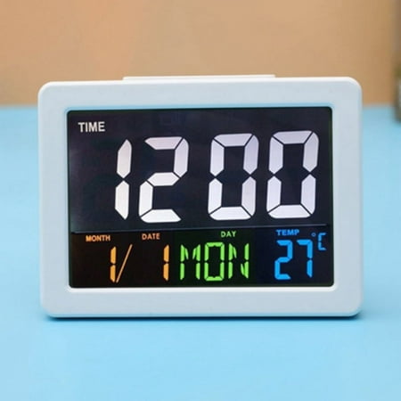 Colorful Large Digital Display Students Alarm Clocks Digital Indoor Temperature Display Silver Desk Bedroom Kitchen Table Decor Large Wall Decor Clock