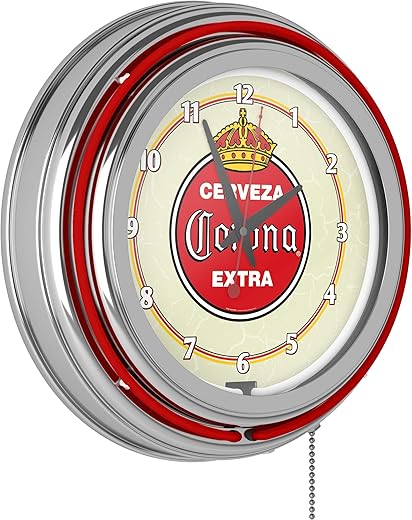 Corona Chrome Double Rung Neon Clock - Vintage