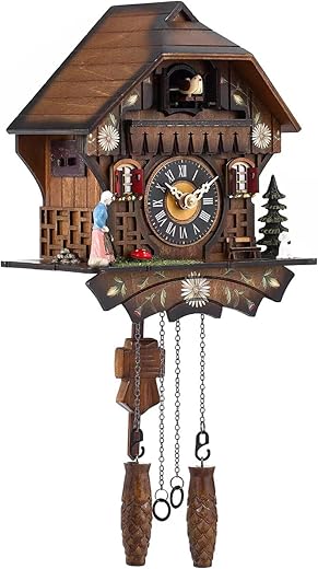 Cuckoo Clock Antique Black Forest House Clock Tranditional Wooden Pendulum Quartz Wall Clock