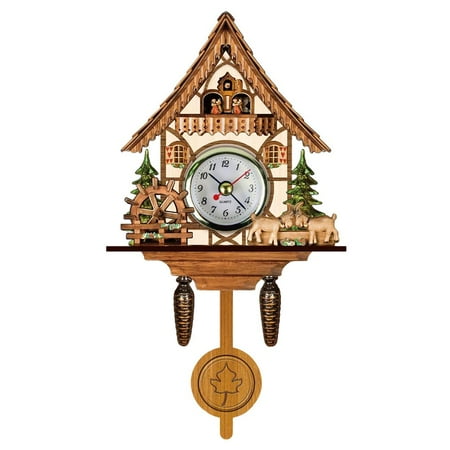 Cuckoo Clock Antique Wooden Cuckoo Birdhouse Wall Clock Home Decor Hanging Cuckoo Clock Auto Swing Bell Pendulum Home Decor