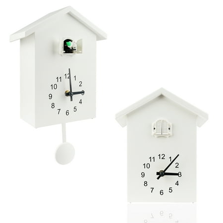 Cuckoo Clock Cuckoo Wall Clock, Natural Bird Voices Or Cuckoo Call, Design Clock Pendulum, Bird House, Wall Art Home Living Room Kitchen Office Decoration (White)