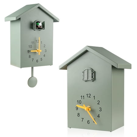 Cuckoo Clock Cuckoo Wall Clock, Natural Bird Voices Or Cuckoo Call, Design Clock Pendulum,Bird House, Wall Art Home Living Room Kitchen Office Decoration (Green)