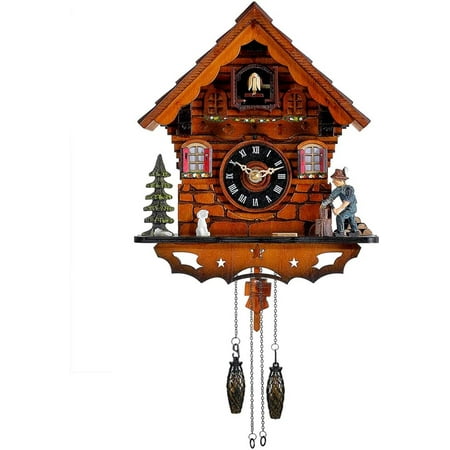 Cuckoo Clock Traditional Black Forest Clock Antique Wooden Pendulum Quartz Wall Clock