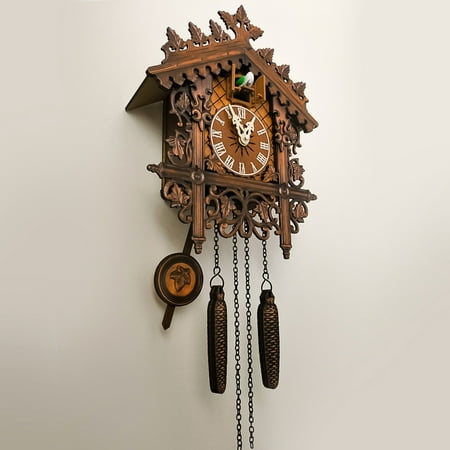 Cuckoo Clock Traditional Chalet Forest House Clock Handcrafted Wooden Wall P-endulum Quartz Clock for Home Flash Deals The Week Clearance