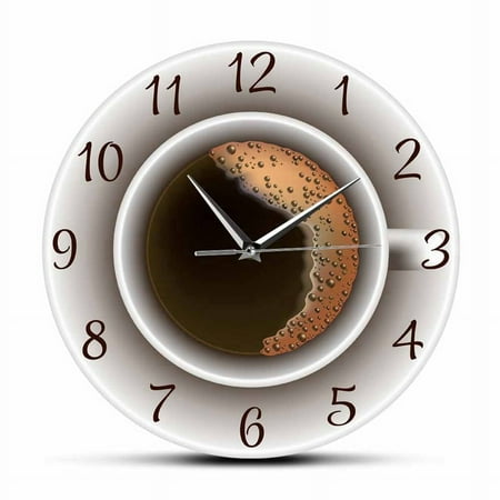 Cup of Coffee with Foam Decorative Silent Wall Clock Kitchen Decor Coffee Shop Wall Timepiece Cafe Style Wall Watch