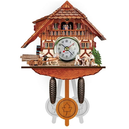 Customer'S Own No. 5 Battery (Middle Tail Swing From Side To Side) Wall Clock Cuckoo Cooing Alarm Clock Nordic Vintage Clock Wood Living Room Clock