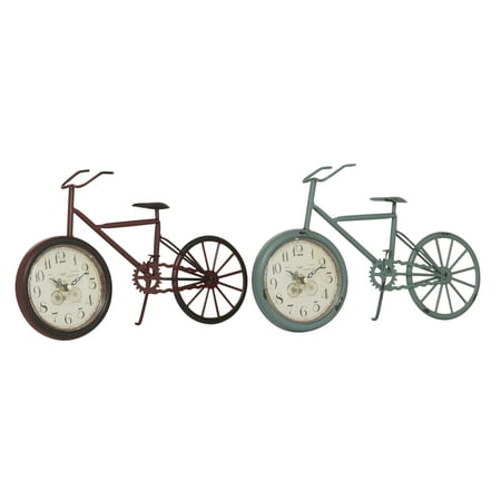 DecMode 8 Black Metal Bike Clock, Set of 2