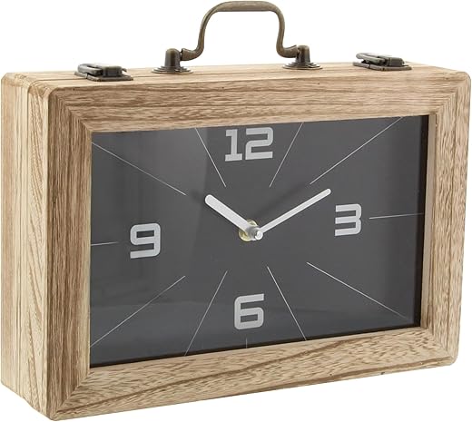 Deco 79 Wood Encased Clock, 12" x 3" x 8", Black