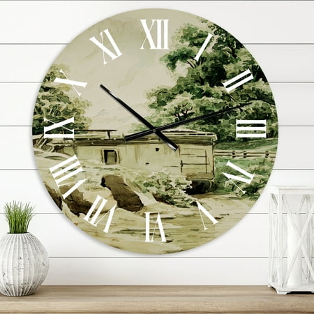 Designart 'Cabin In The Mountains' Cabin & Lodge Wall Clock