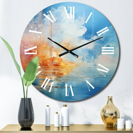 Designart Canvas of the Skies Cloudy Artistry I Landscapes Oversized Wall Clock