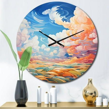 Designart Canvas of the Skies Cloudy Artistry VI Landscapes Oversized Wall Clock