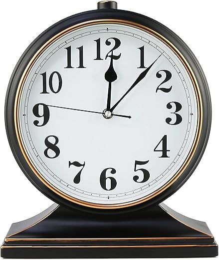 Desk Clock Silent Desk Clock European Style Retro Desk Clock 10 Inch Dial Easy to Read for Living Room/Bedroom