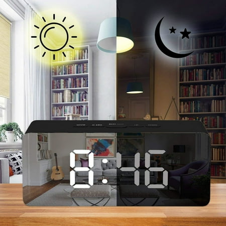 digital clocks for bedrooms home decor living room silent mantel clock Creative LED Digital Alarm Clock Night Light Thermometer Display Mirror Lamp Hot