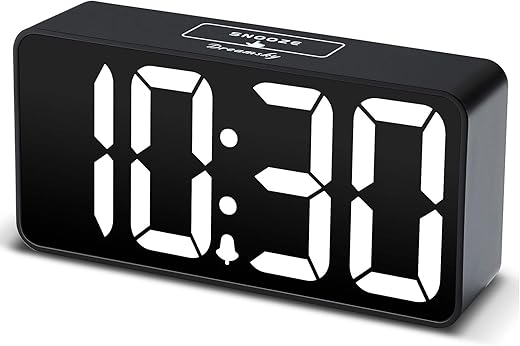 DreamSky Small Digital Alarm Clock for Bederoom, Large Big Numbers Display with Brightness Dimmer, Electric Bedside Desk Clock with USB Charging Port, Adjustable Alarm Volume, 12/24H, Snooze