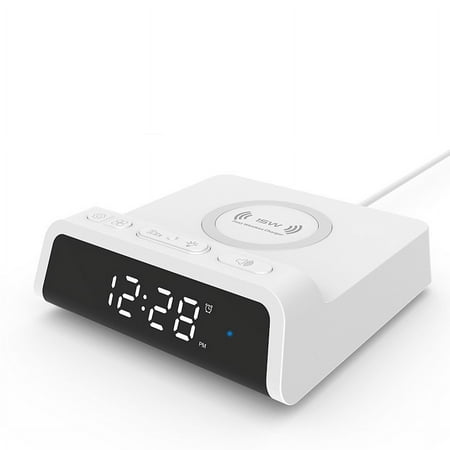 Electric LED alarm clock with Wireless Charger,Qi 15W Fast Wireless Charging for iPhone 12,11 ,Pro, 8 ,X ,XR, XS ,MAX, S10,S9