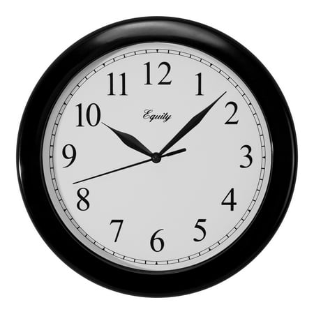 Equity 10 Round Traditional Black Indoor Quartz Analog Clock, 25203