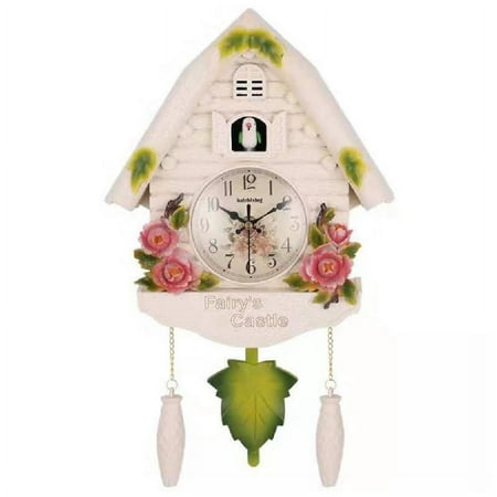 European Pastoral Style Resin Quartz Cuckoo Wall Clock Bird for Time Bell Swing Alarm Watch Cartoon Vintage Home Art Dec