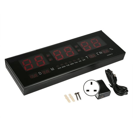 Ficarrico Large Digital LED Alarm Calendar Clock Jumbo Display Snooze Wall Temperature