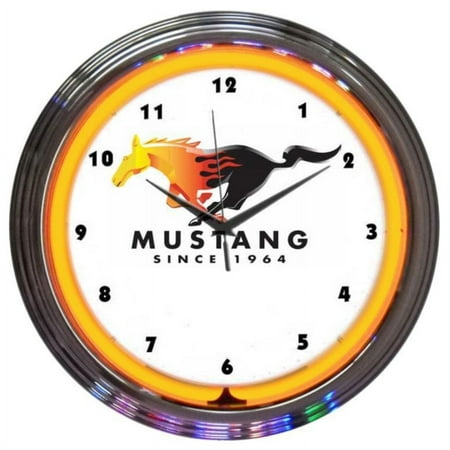 FORD MUSTANG ORANGE NEON CLOCK – 8MUST2