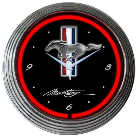 FORD MUSTANG RED NEON CLOCK – 8MUSTANG