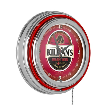 George Killian's Irish Red Logo Retro Neon Analog Wall Clock with Pull Chain